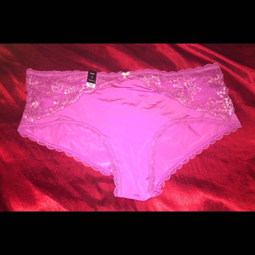 Torrid cheeky 3 purple and ivory lace